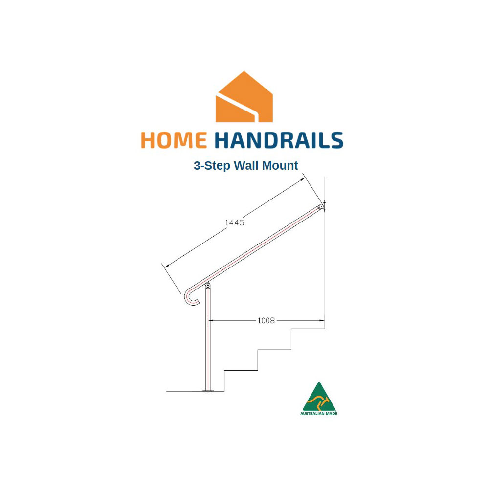 3 Step Wall Mount Handrail