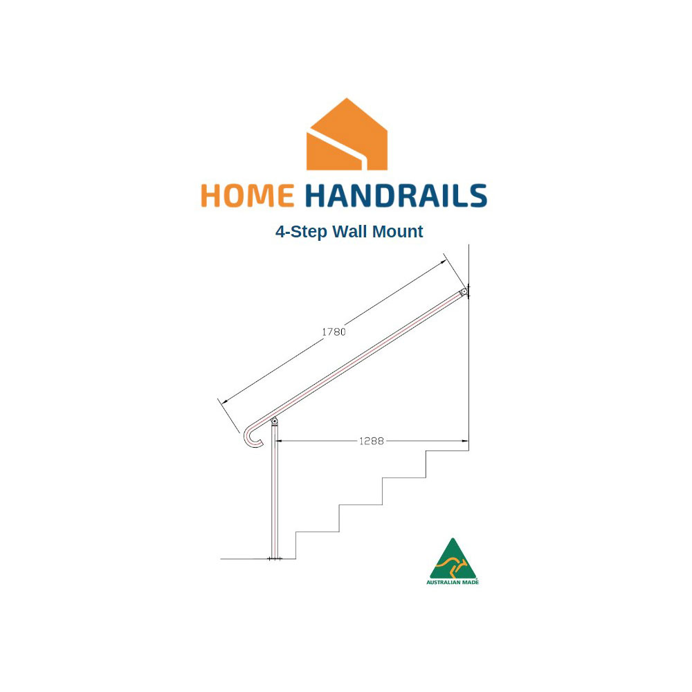 4 Step Wall Mount Handrail